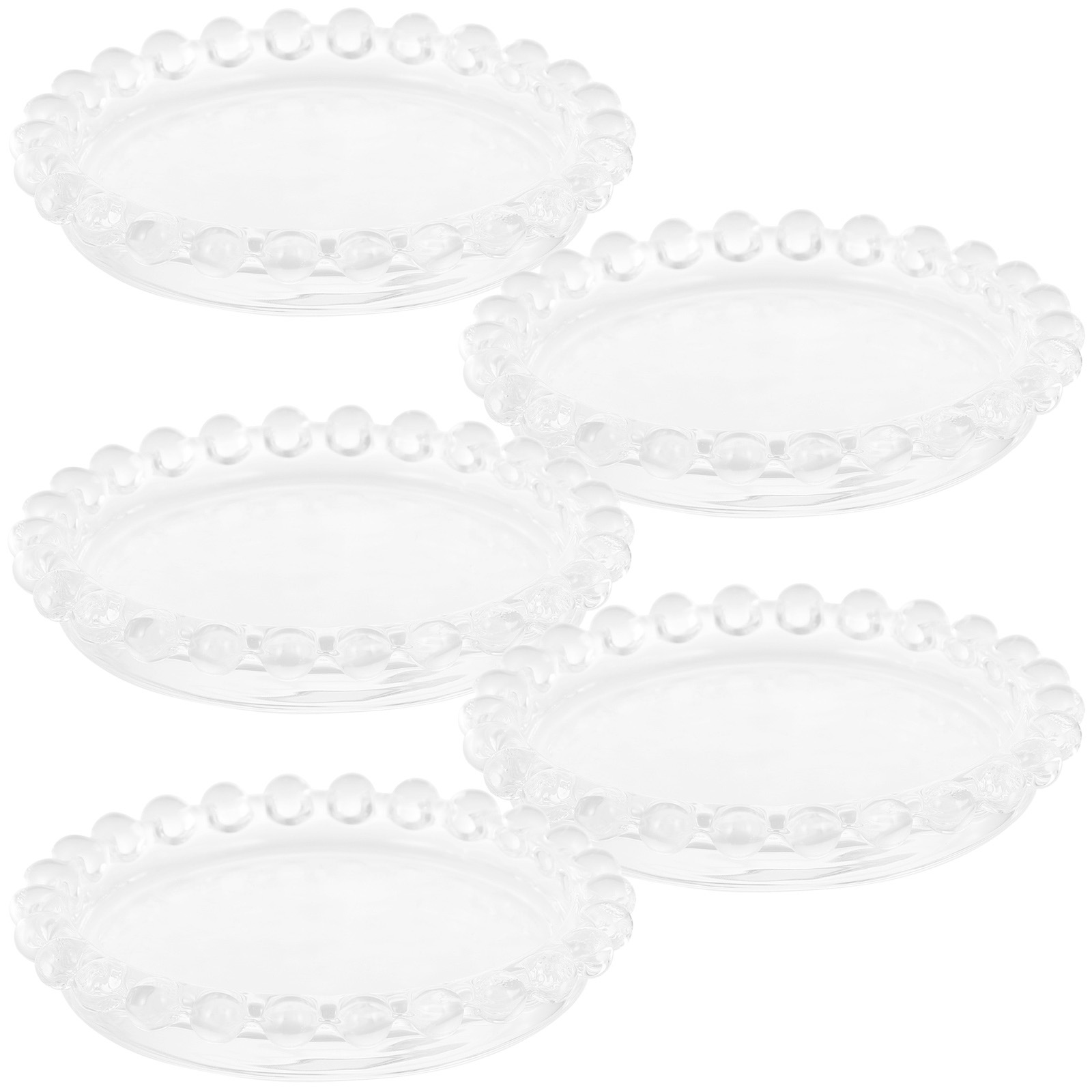 5pcs Clear Glass Plates Pillar Candle Holders Decorative Glass Coaster