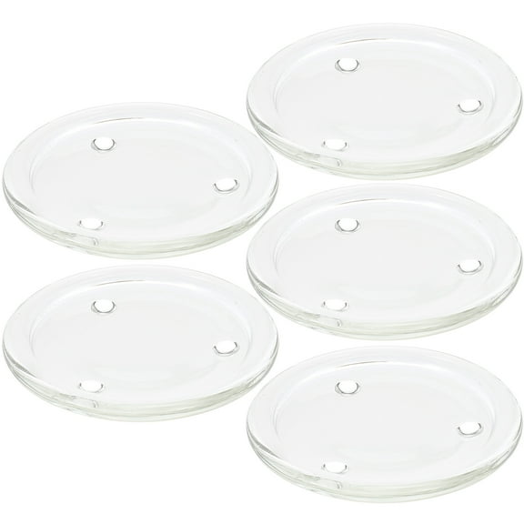 5pcs Clear Glass Plates Pillar Candle Holders Decorative Glass Coaster Candle Tray