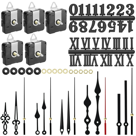 5pcs Clock Movement Mechanisms Kit, DIY Replacement Quartz Clock Part with 5 Different Pairs