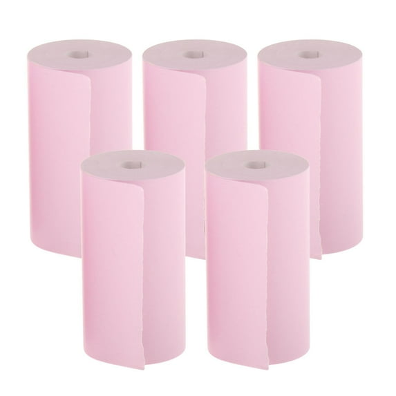 5pcs Colored Printing Paper Roll Thermal Portable 57x30mm , 5 rolls pink paper, 57x30mm