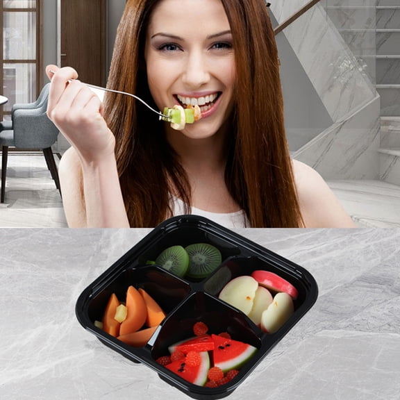 OUNONA Black Plastic Food Storage Container with LeakResistant Seal for Fresh Fruits and Vegetables 5pcs