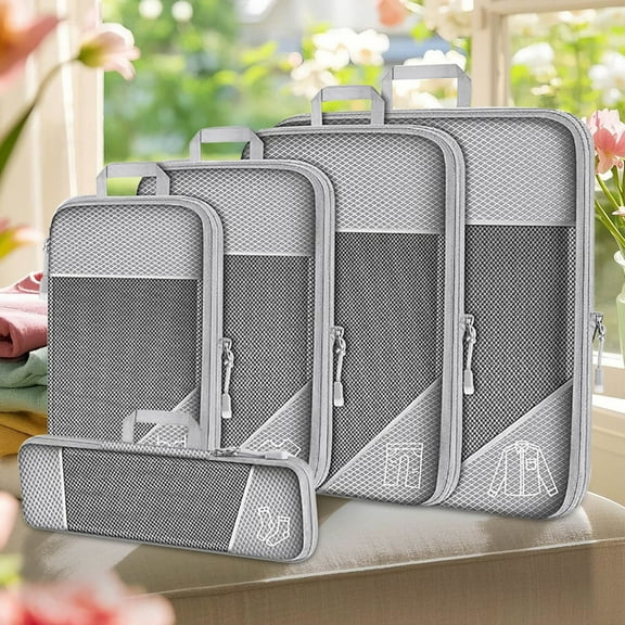 5pcs Compression Packing Cubes for Travel - Expandable Travel Compression Bags for Packing, Expandable Packaging Storage Box, Luggage Lightweight and Compressible