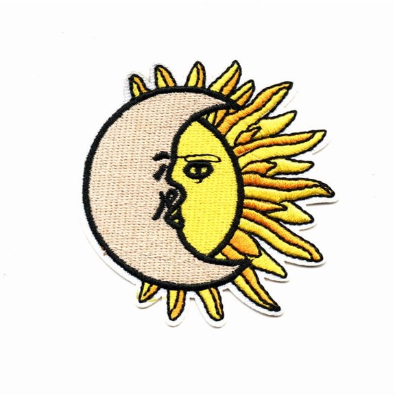 5pcs Computerized Embroidery Cloth Iron on/Sew on Patches Costume Accessories Appliques Moon with Sun Colorful 70x69mm