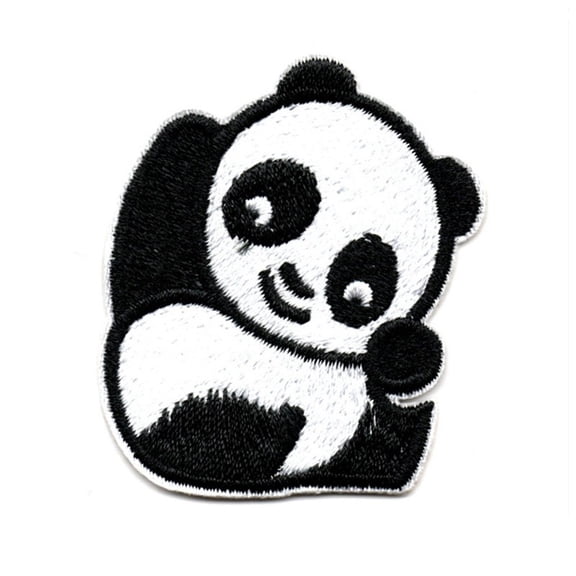 5pcs Computerized Embroidery Cloth Iron on/Sew on Patches Costume Accessories Appliques Panda Black & White 51x44mm