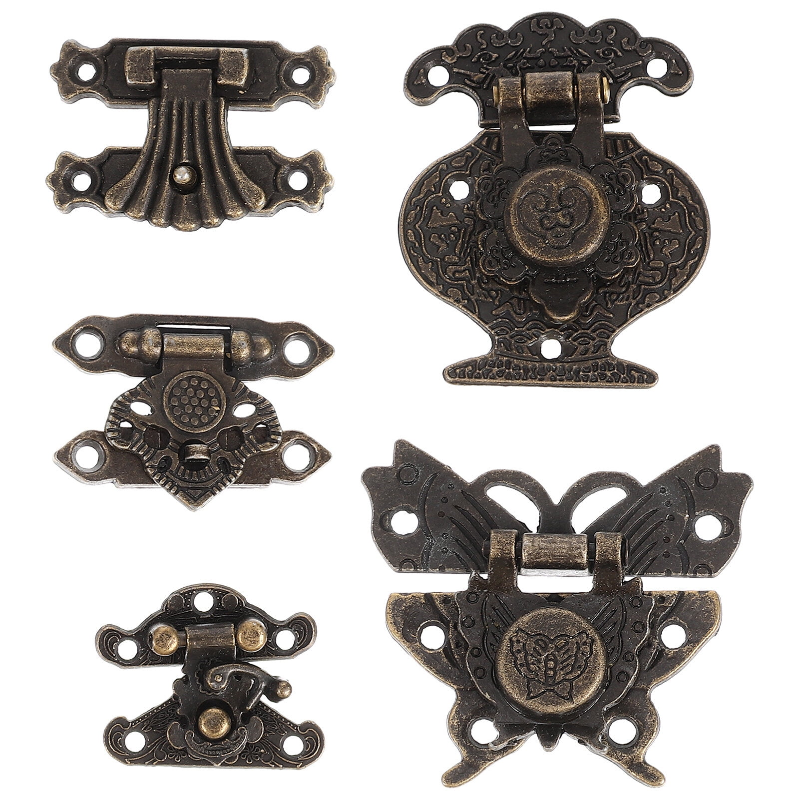 5pcs Copper Hasps Small Jewelry Box Latches Locks Wooden Box Clasp Vintage Box Hasps