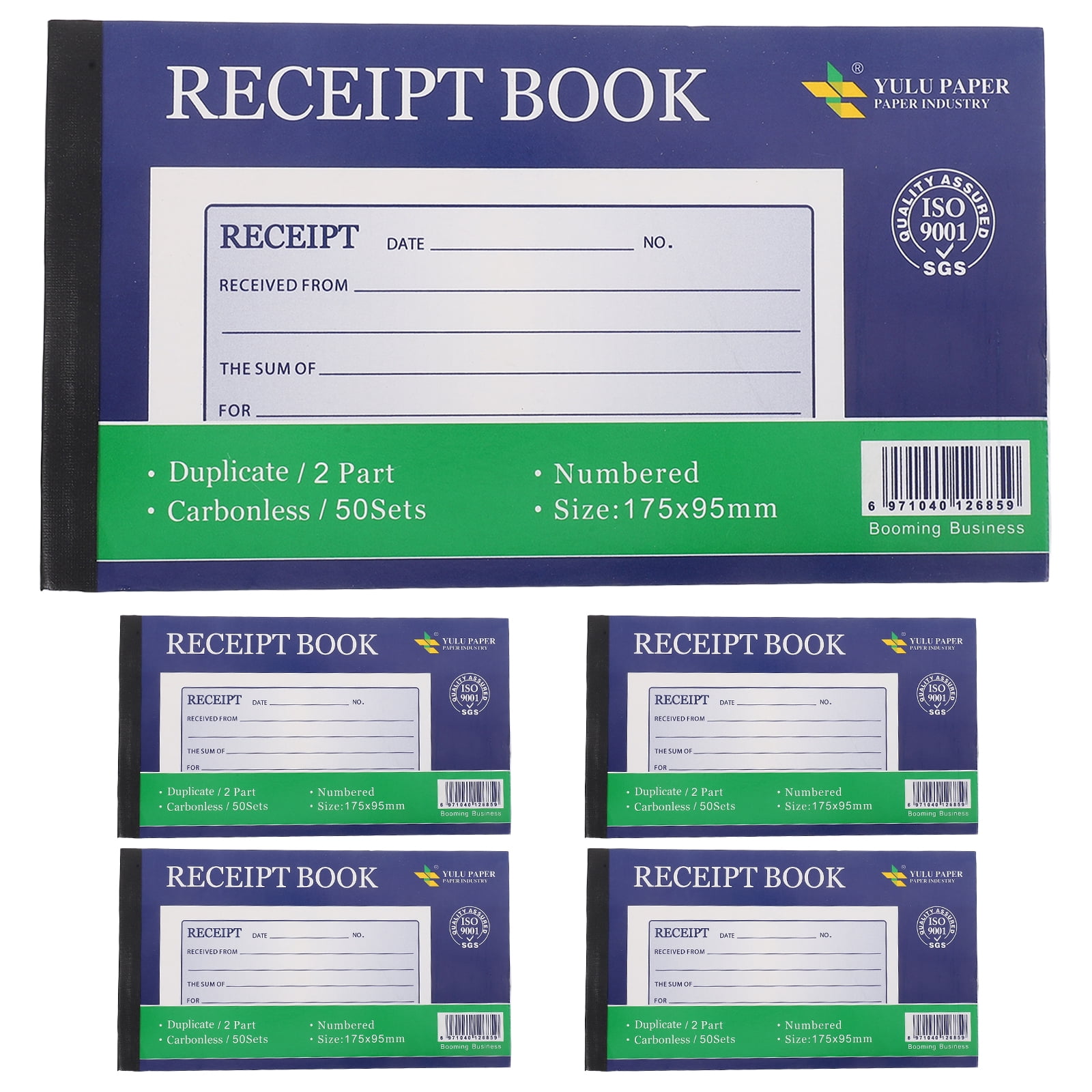 5-Pack 2-Part Receipt Pads for Business Invoices, Order Management, Retail Invoice Forms, Cash Book, Small Business Supplies