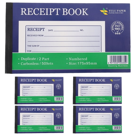 5pcs Copy Receipt Pad 2-Part Business Invoice Book for Order Management Retail Invoice Forms Receipt Booklet Cash Book Small Business Supplies