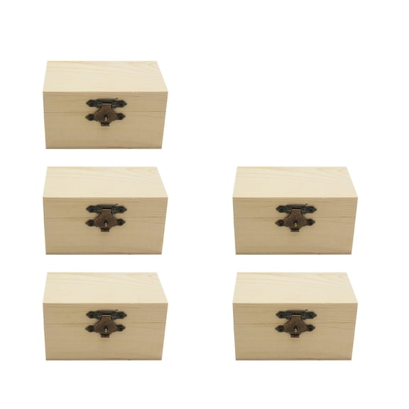 5pcs Creative Storage Box Wooden Portable Case Educational DIY Gift Case Handiwork Craft Sundries Storage Box
