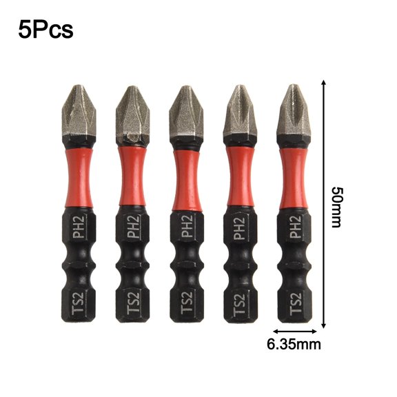 5pcs Cross Magnetic Screwdriver Bit Alloy Steel Anti-Slip Long Drill Bits PH2