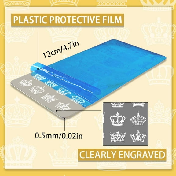 5pcs Crowns Nail Stamping King Queen Nail Art Templates Fashion Diamonds Nail Art Stencils Line Grid Nail Plates Elegant Crown Nail Image Plates for Nail Design Print Manicure Salon