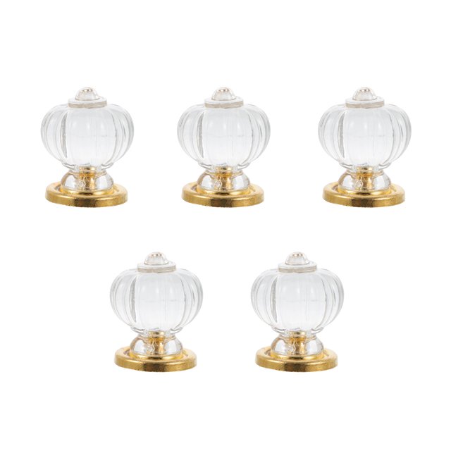 5pcs Crystal Clear Doorknobs Cupboard Drawer Door Knobs Pull