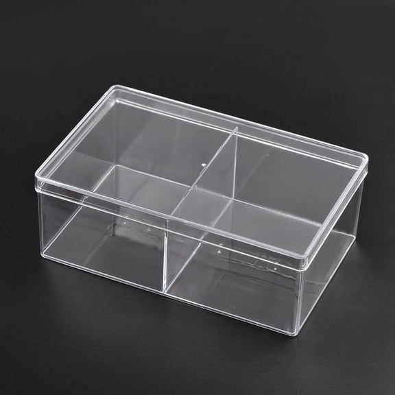5pcs Cuboid Organic Glass Bead Containers 2 Compartments Clear 22x14x8cm