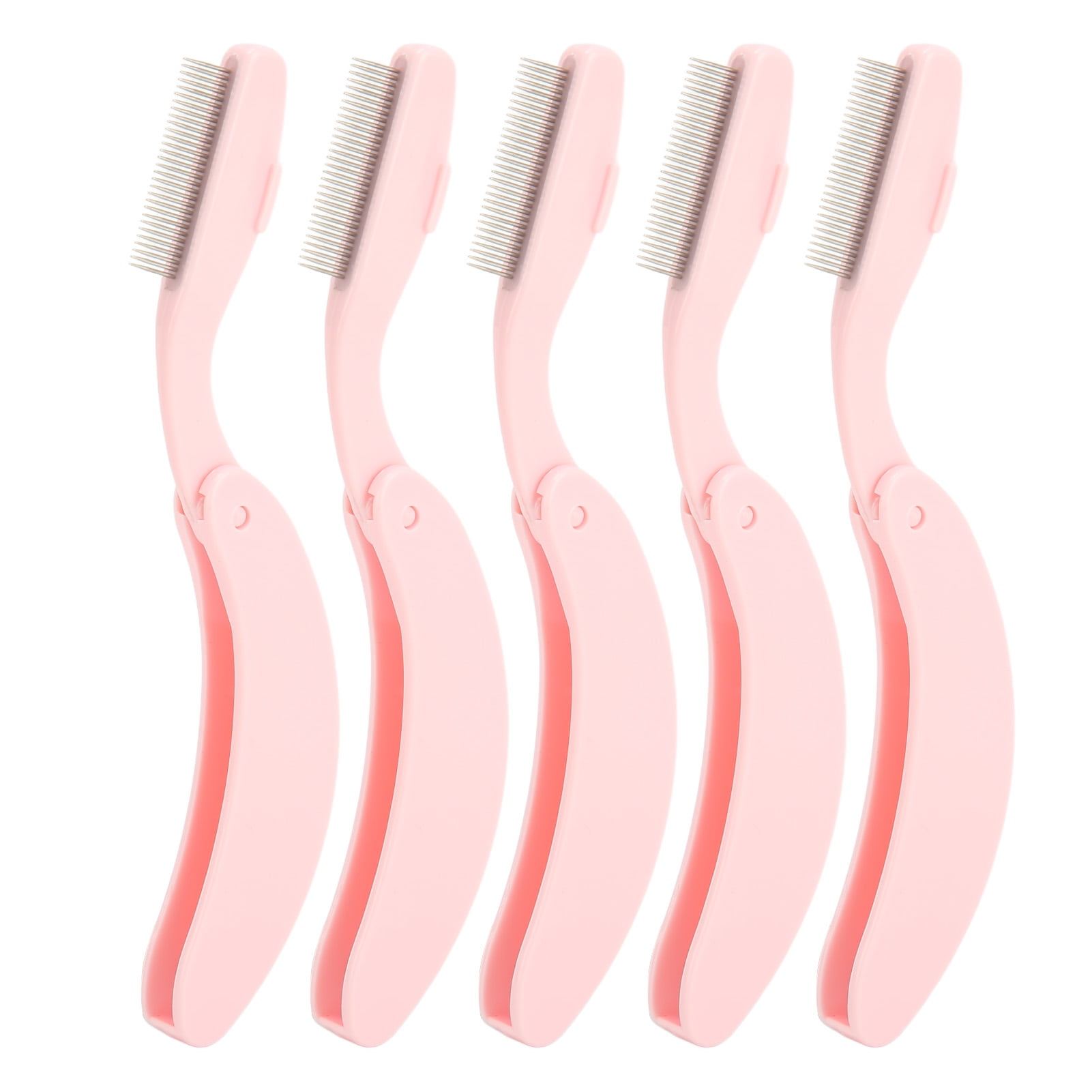 5pcs Curve Handle Lash Comb Stainless Steel Folding Eyelash Teeth Comb