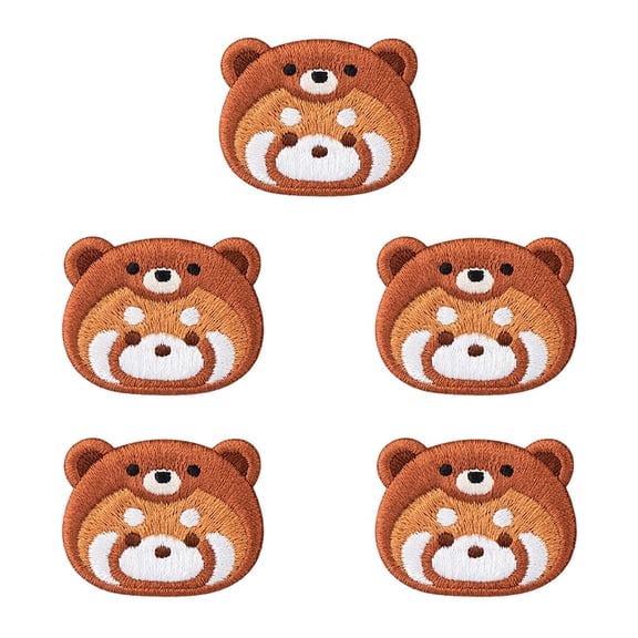 5pcs Cute Brown Bear Embroidery Patch, Cartoon Raccoon Sewing Patch, Embroidery Patches for Clothing, Cartoon Animal Applique for Jackets/Jeans/Backpacks
