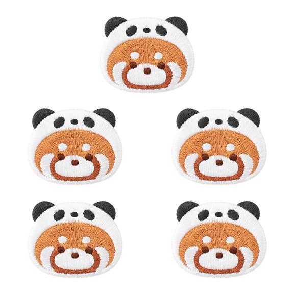 5pcs Cute Panda Embroidery Patch, Cartoon Raccoon Sewing Patch, Embroidery Patches for Clothing, Cartoon Animal Applique for Jackets/Jeans/Backpacks