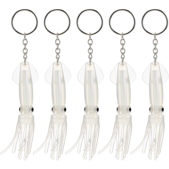5pcs Cute Squid Keychain Realistic Octopus Tentacle Key Ring Soft Rubber Cartoon Sea Animal Pendant Keys Backpack Gift for Marine Lovers