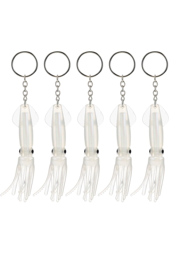 5pcs Cute Squid Keychain Realistic Octopus Tentacle Key Ring Soft Rubber Cartoon Sea Animal Pendant Keys Backpack Gift for Marine Lovers
