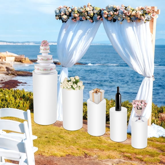 5pcs Cylinder Pedestal Art Decor Stand for Wedding Cake Display Pillars Plinths