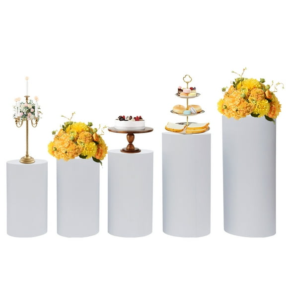 5pcs Cylinder Pedestal Art Decor Stand for Wedding Cake Display Pillars Plinths
