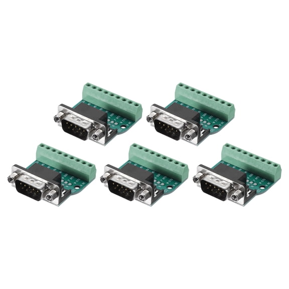 5pcs D-sub DB9 Connector Breakout Board 9 Pin 2 Row Male RS232 Serial Port Adapter with Positioning Nuts