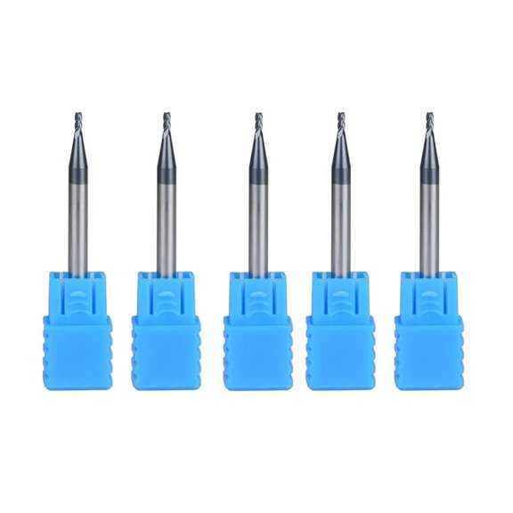 5pcs D1.5-4-50 Tungsten Steel End Mills 4-Flute Flattened Head Milling Cutters Carbide End mills HRC45 with Straight Shank