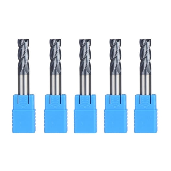 5pcs D12-12-75 4 Flute Flattened Head Milling Cutters Tungsten Steel End Mills Carbide End Mills HRC45 with Straight Shank