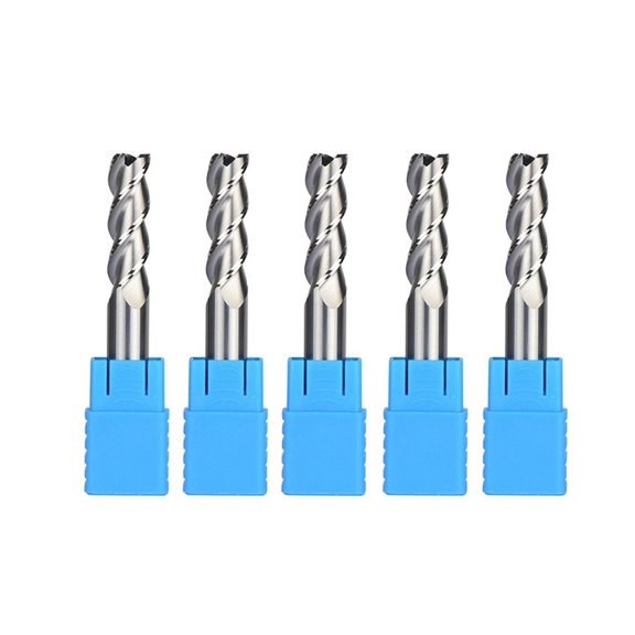 5pcs D12-12-75 Tungsten Steel End Mills 3 Flute Flattened Head Milling Cutters Carbide End mills HRC45 Suitable for Aluminum