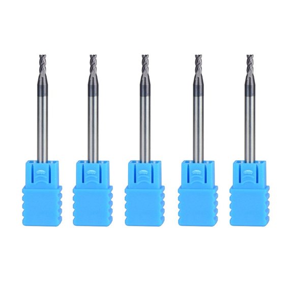 5pcs D2.5-4-50 Flattened Head Milling Cutters 4 Flute Tungsten Steel End Mills Carbide End Mills HRC45 with Straight Shank