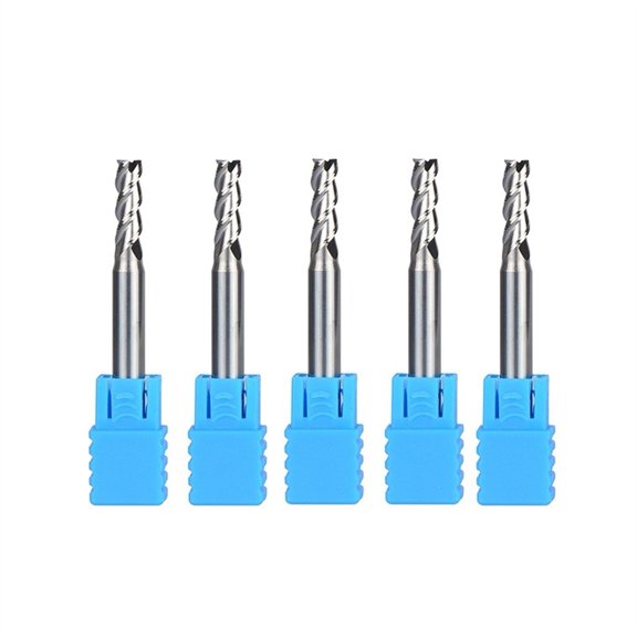 5pcs D5-6-50 Tungsten Steel End Mills 3 Flute Flattened Head Milling Cutters Carbide End Mills HRC45 Suitable for Aluminum