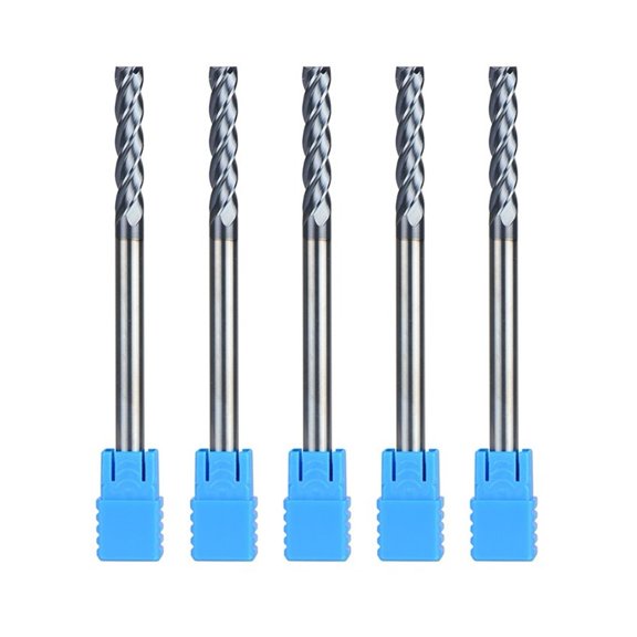 5pcs D6-6-100 4 Flute Flattened Head Milling Cutters Tungsten Steel End Mills Carbide End Mills HRC45 with Straight Shank