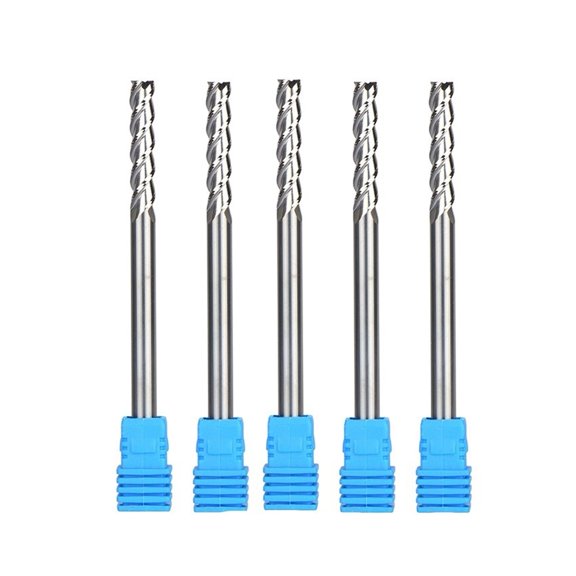5pcs D6-6-100 Tungsten Steel End Mills 3 Flute Flattened Head Milling Cutters Carbide End Mills HRC45 Suitable for Aluminum