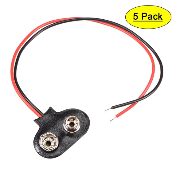 5pcs DC 9V Battery Clip T type Soft Buckle Connector Wire 15cm Long