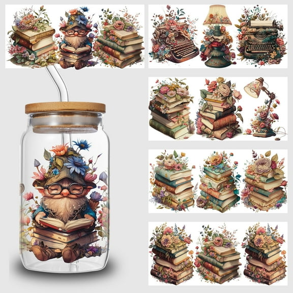 5pcs DIY UV DTF Transfer Stickers, For Glass Tumbler, Waterproof Decals, Plastic Adhesive Label For Bottles And Cups Decor No.501