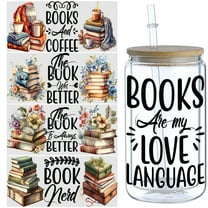 5pcs DIY UV DTF Transfer Stickers, For Glass Tumbler, Waterproof Decals, Plastic Adhesive Label For Bottles And Cups Decor