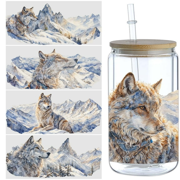 5pcs DIY UV DTF Transfer Stickers, For Glass Tumbler, Waterproof Decals, Plastic Adhesive Label For Bottles And Cups Decor