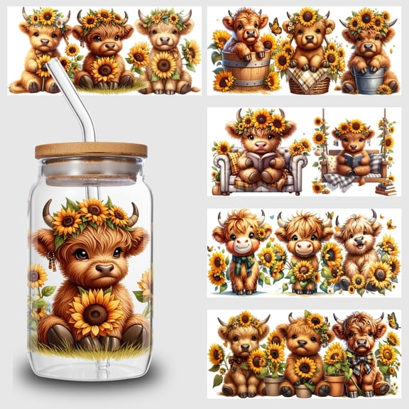 5pcs DIY UV DTF Transfer Stickers, For Glass Tumbler, Waterproof Decals, Plastic Adhesive Label For Bottles And Cups Decor