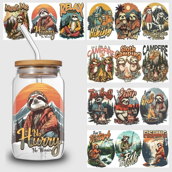 5pcs DIY UV DTF transfer stickers for glass cups, waterproof decals, plastic self-adhesive labels for bottles and cups decoration No.501