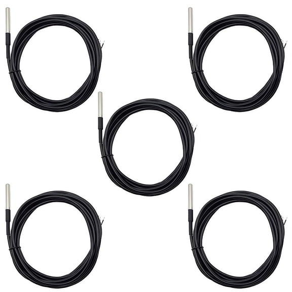 5pcs DS18B20 Waterproof Digital Temperature Sensor Stainless Steel Probe 3 Meter 118.1" Compatible with Arduino Raspberry Pi