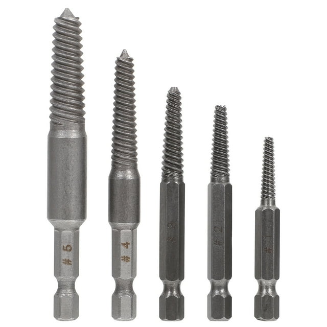 5pcs Damaged Screw Extractors Steel Broken Bolt Removal Tools Stripped