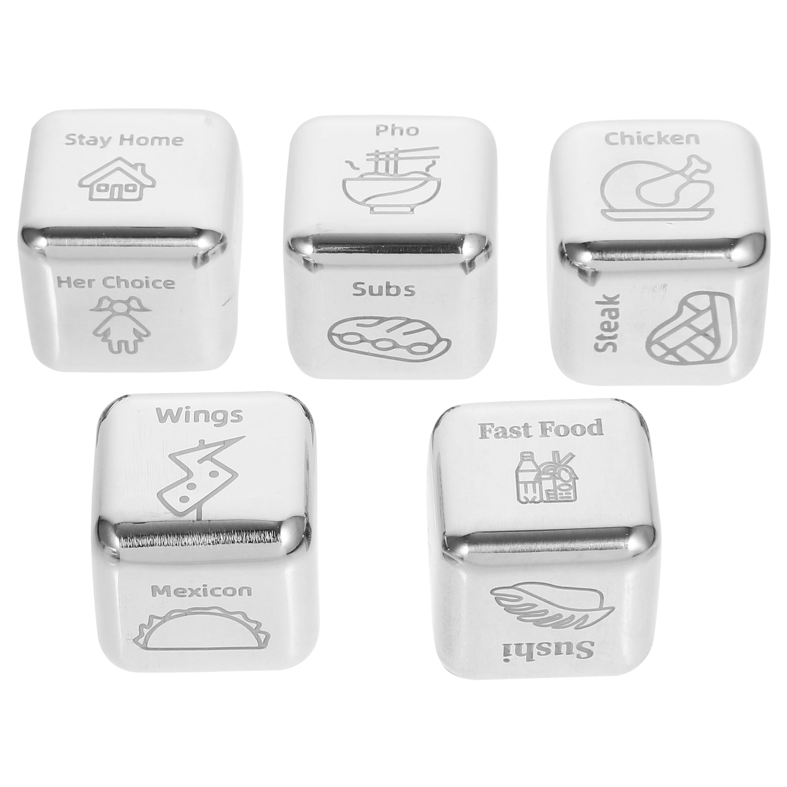 5pcs Date Food Decision Dice Stainless Steel Food Decision Dices Dinner