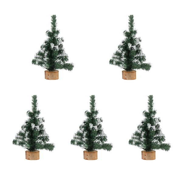 5pcs Decorated Artificial Christmas Tree Snowy Pine Tree Holiday Table Decoration