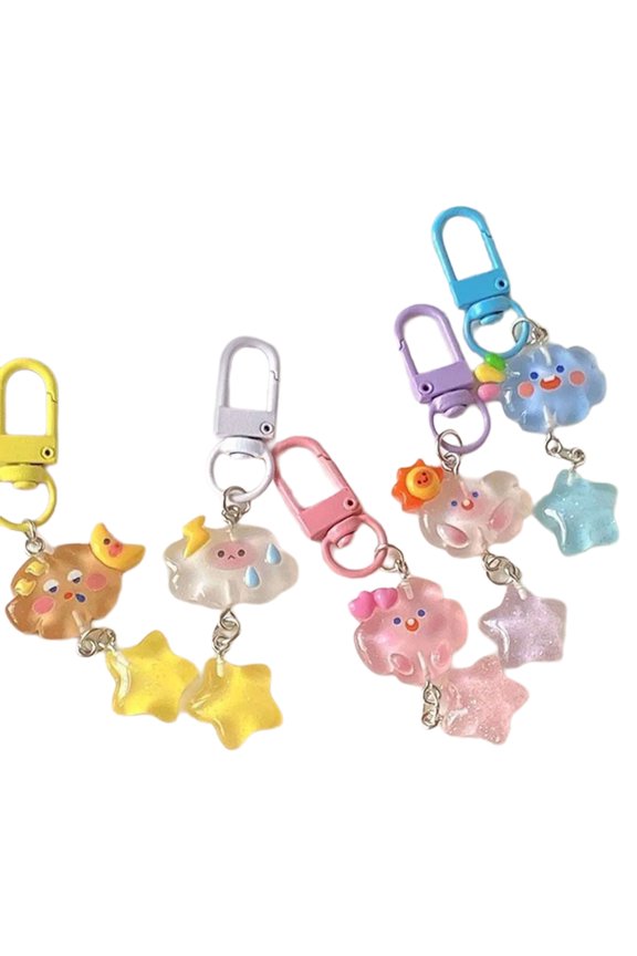 5pcs Delicate Clouds And Star Keychains Elegant Clouds And Star Key Rings Bag Hangings For Trendy And Individual Styles