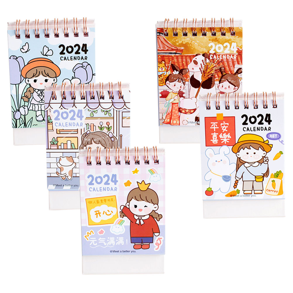5pcs Desk Calendar 2024 Reusable Desk Calendar Office Small Calendar