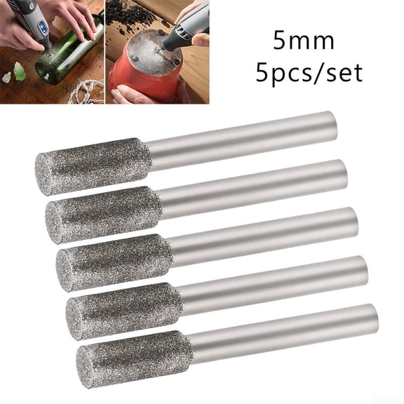 5pcs Diamond Grinding Burr Drill Bits 4mm Grinding Diameter For Rotary Tool