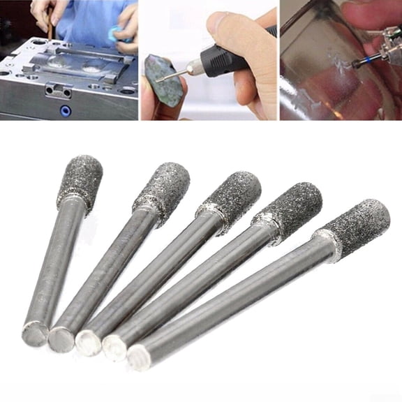 5pcs Diamond Grinding Burr Drill Bits 4mm Grinding Diameter For Rotary Tool