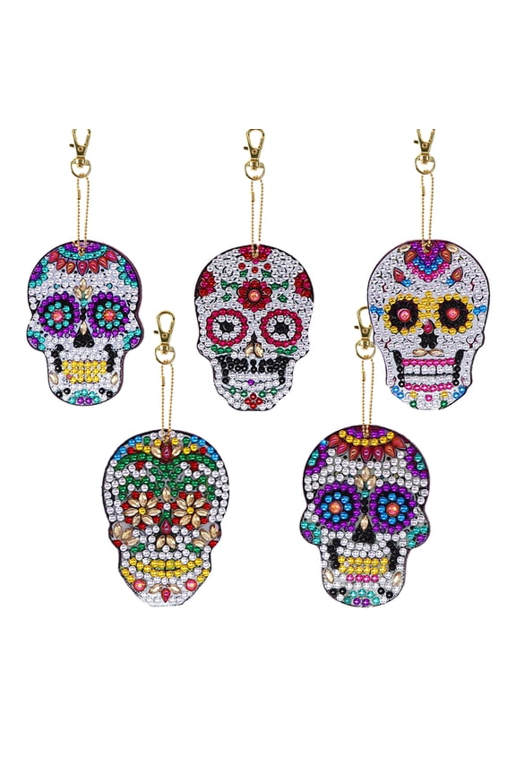 5pcs Diamond Painting Keychain Kit DIY 5D Sparkling Rhinestone Pendant Craft Set Perfectly Fits Bags, Keys, or Gift Making