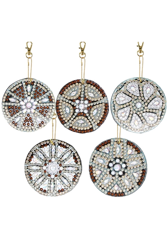 5pcs Diamond Painting Keychain Kit Snowflake DIY 5D Sparkling Rhinestone Pendant Craft Set Perfectly Suited for Bags, Keys, or Gift Making