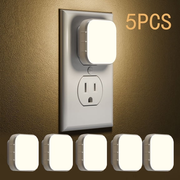 5pcs Dimmable Night Light | Plug-in, Dusk to Dawn Sensor, Ambient Lighting - Suitable for Kitchen, Bedroom, Bathroom, Basement, Garage, Hallway, Balcony - Energy-Saving, Minimalist Light Fixture