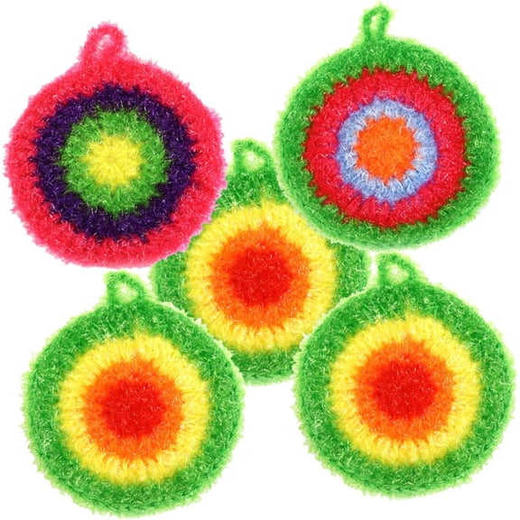 5pcs Dish Sponges Cleaning Scrubber Swedish Dish Cloth Reusable Dishwashing Foam Sponges Kitchen Cleaning Towel Convenient Cleaning Towels Water Absorbing Towels Round Dish Towels