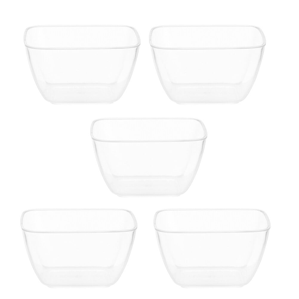 5pcs Disposable Salad Bowl Plastic Transparent Square Dessert Storage Bowl for Home Store Kitchen (70ml)
